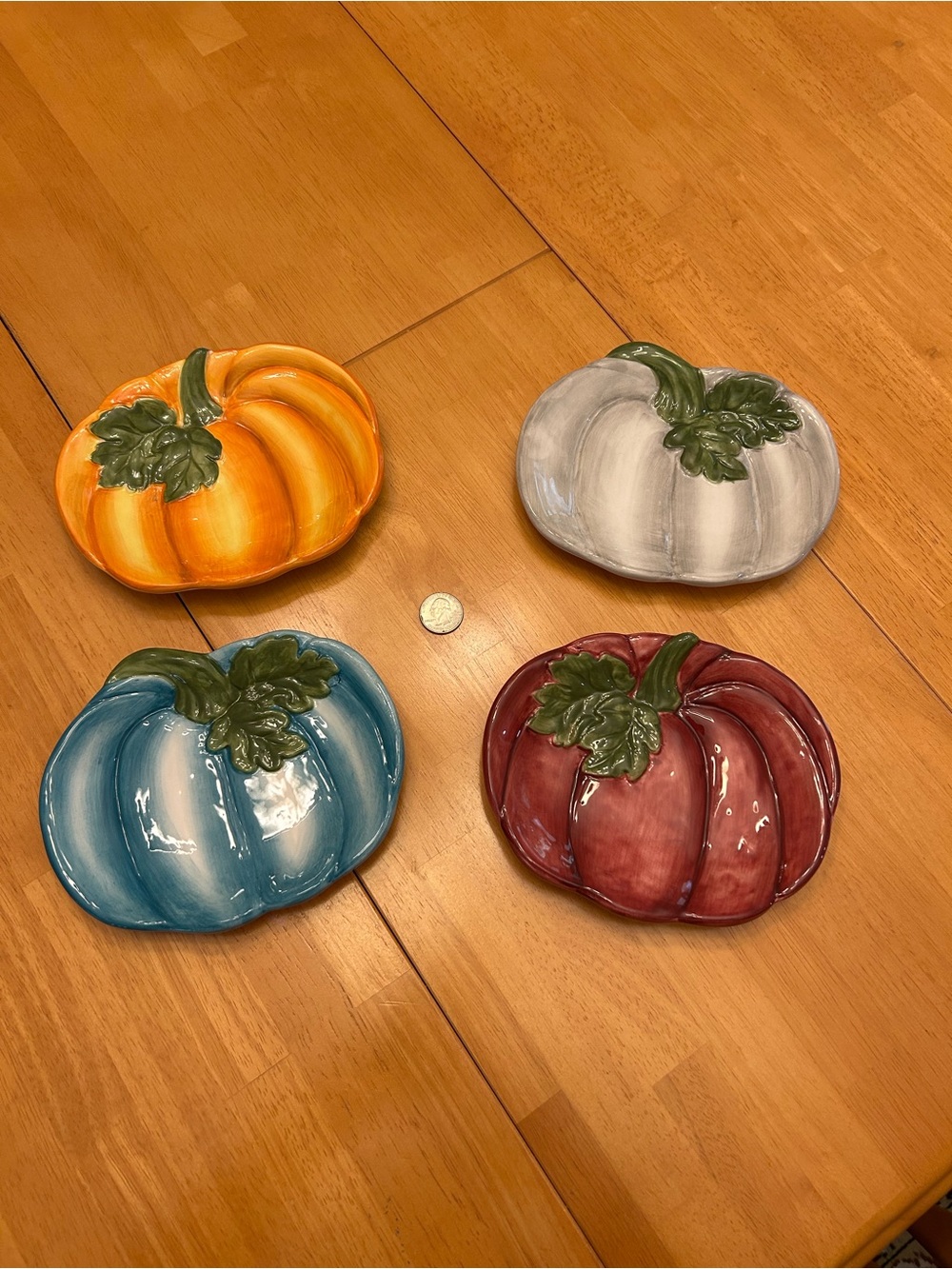 Modern Southern Home Set of 4 Ceramic Pumpkin Dishes - Multicolor